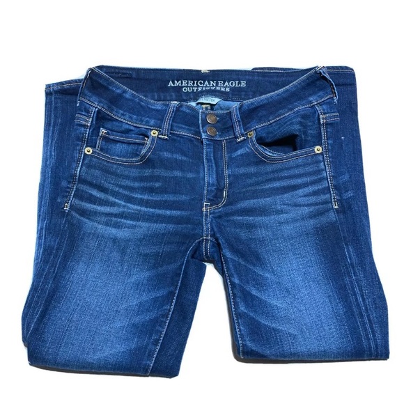 American Eagle Outfitters Women's Blue Whiskered Skinny Super Stretch Size 2 - Picture 3 of 6